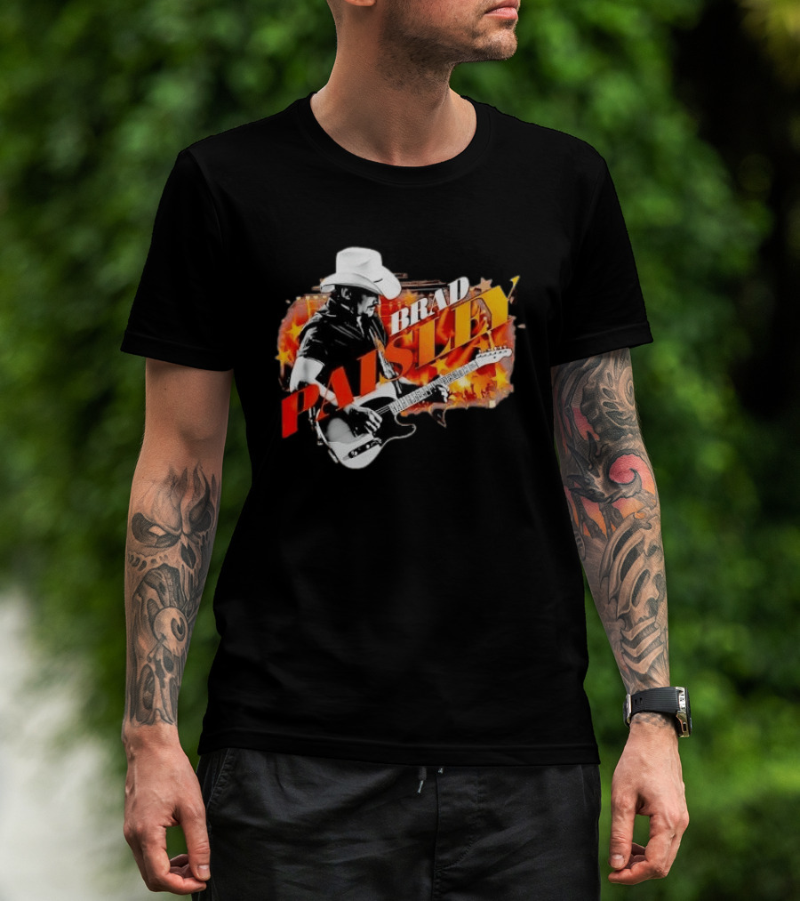 Brad Paisley Cowboy Hat Electric Guitar Musician Scene T-Shirt