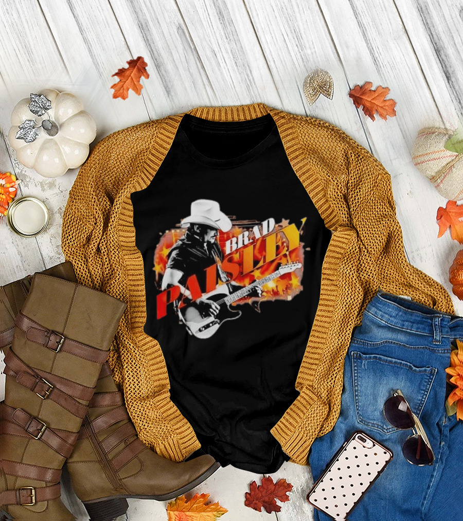 Brad Paisley Cowboy Hat Electric Guitar Musician Scene T-Shirt