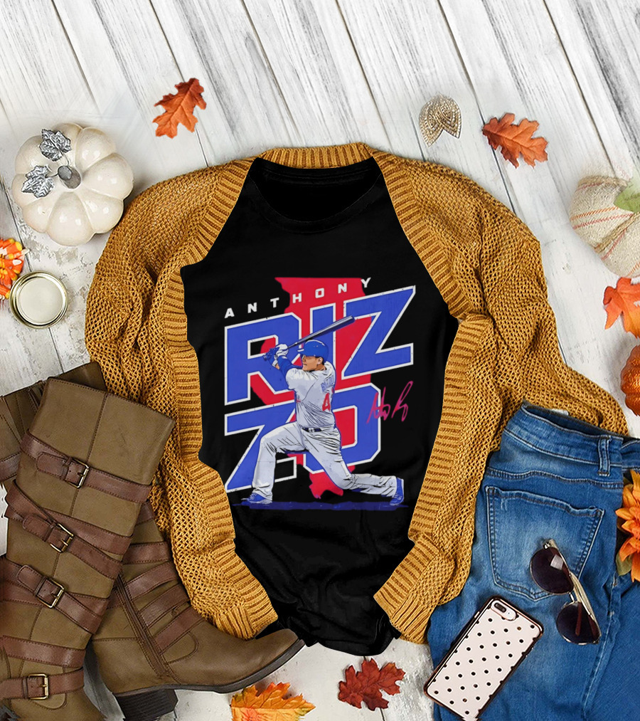 Anthony Rizzo 44 Chicago Cubs Batting Illinois Map T-Shirt