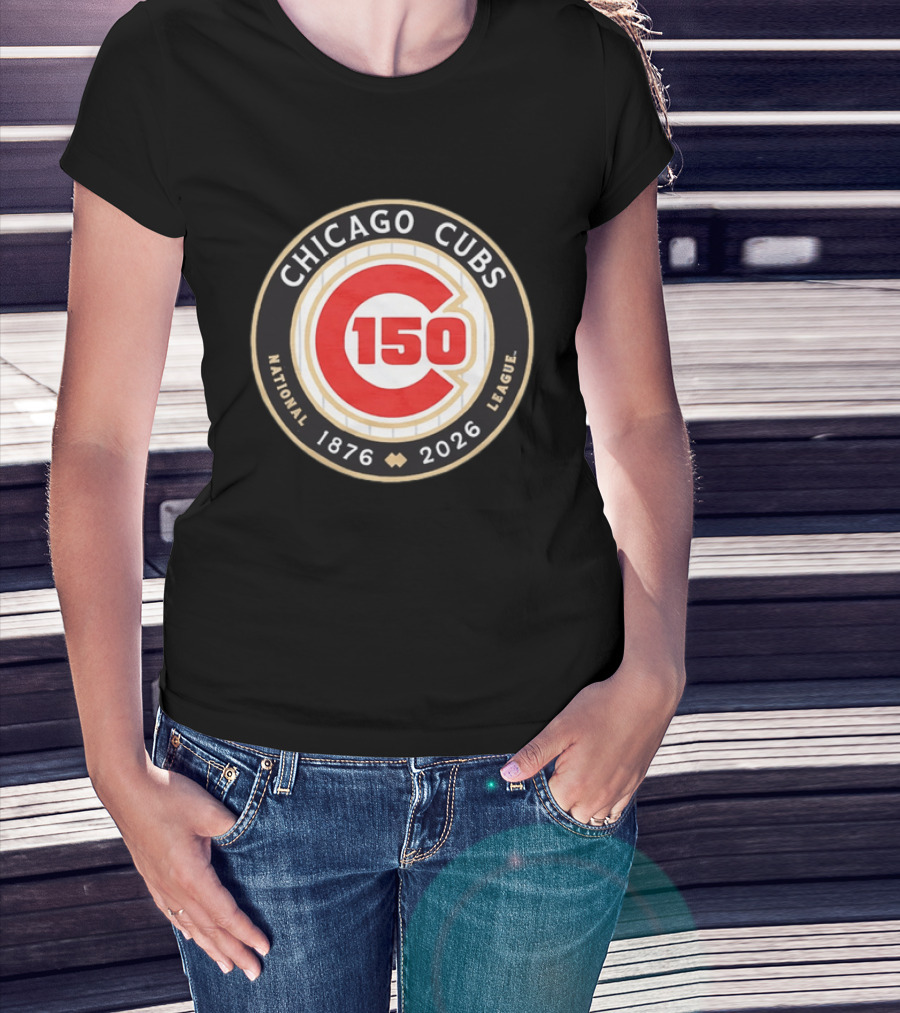 Chicago Cubs National League 150th Anniversary 1876 2026 Pinstripes T-Shirt