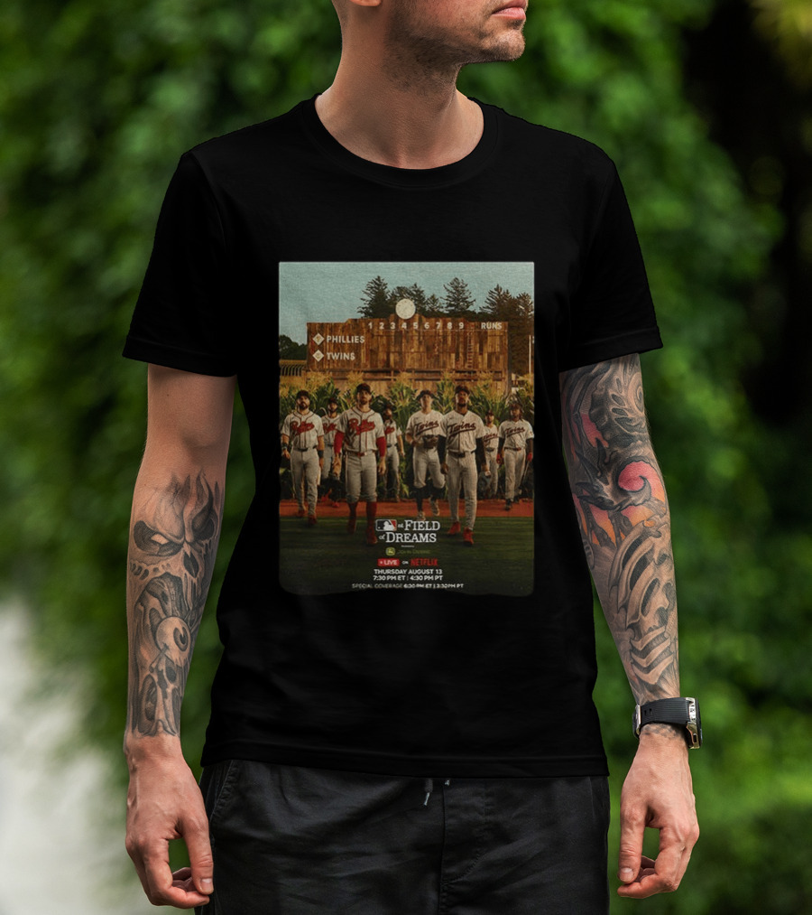 Phillies Vs Twins On Field Of Dreams Game Netflix Event August 13 Baseball Teams T-Shirt