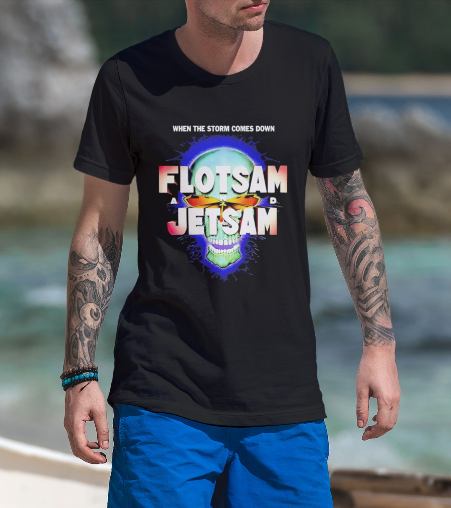 Flotsam And Jetsam When The Storm Comes Down Green Skull Blue Aura T-Shirt