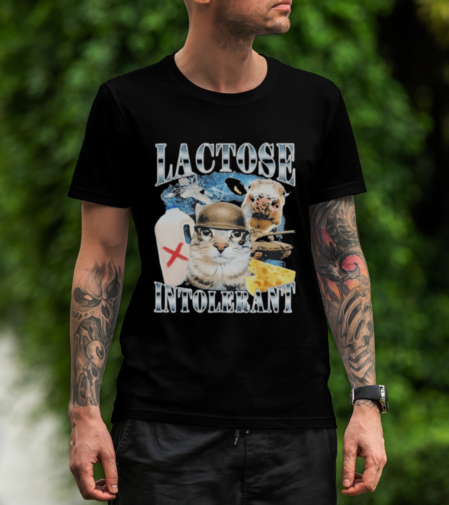 Lactose Intolerant Cat Cheese Cow Milk Jug T-Shirt
