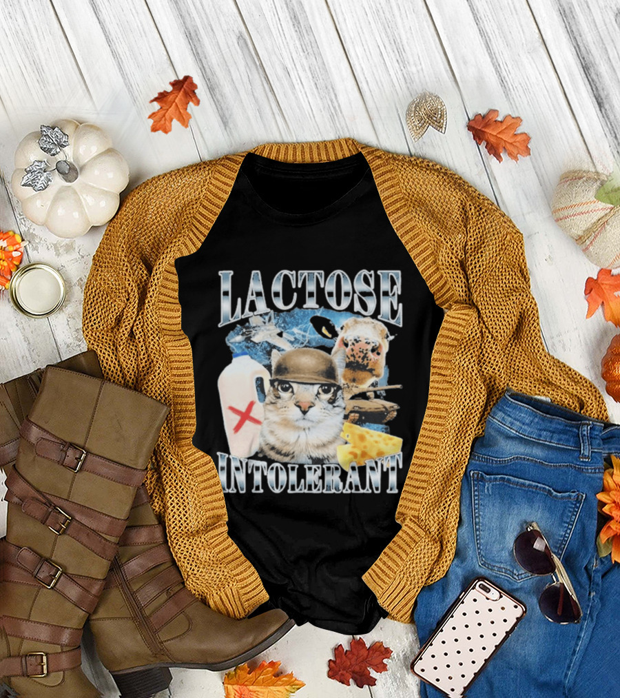 Lactose Intolerant Cat Cheese Cow Milk Jug T-Shirt