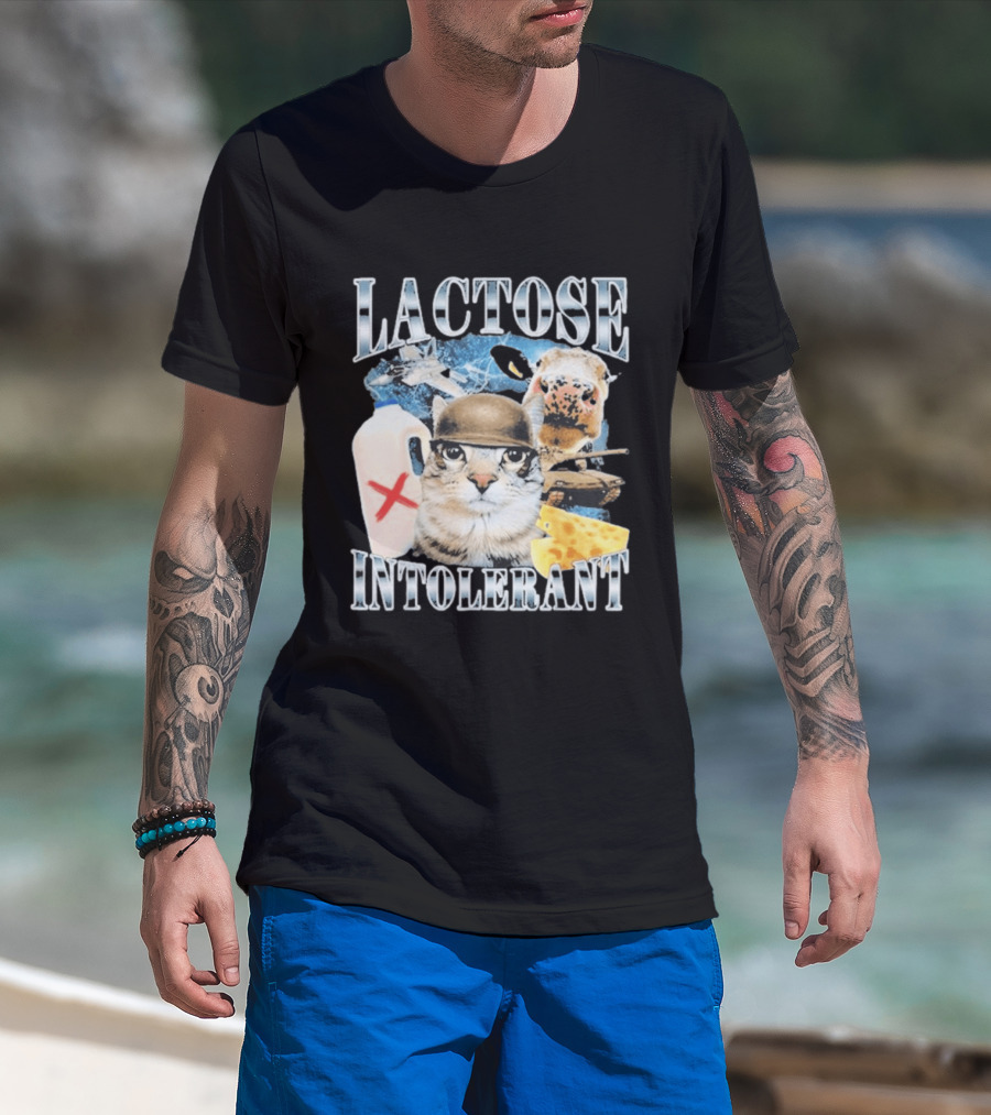 Lactose Intolerant Cat Cheese Cow Milk Jug T-Shirt