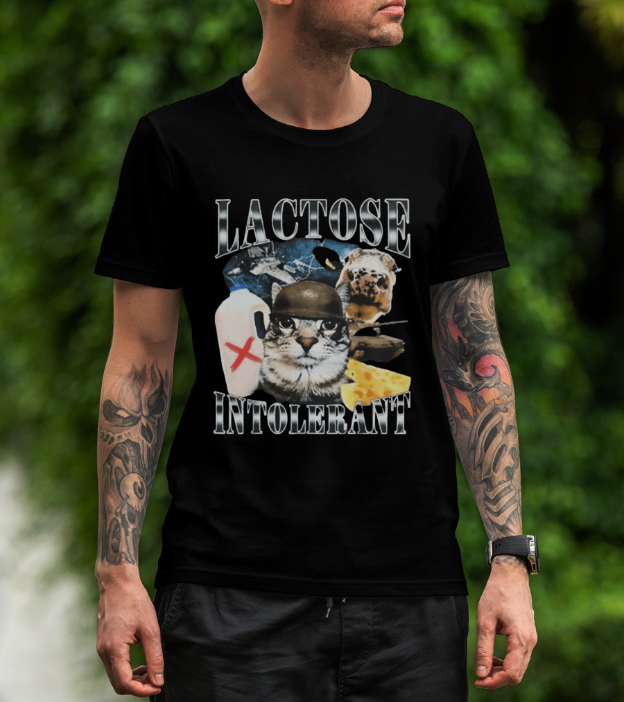 Lactose Tolerant Funny Cat Cheese Milk Jug Helmet Dog Spaceship T-Shirt