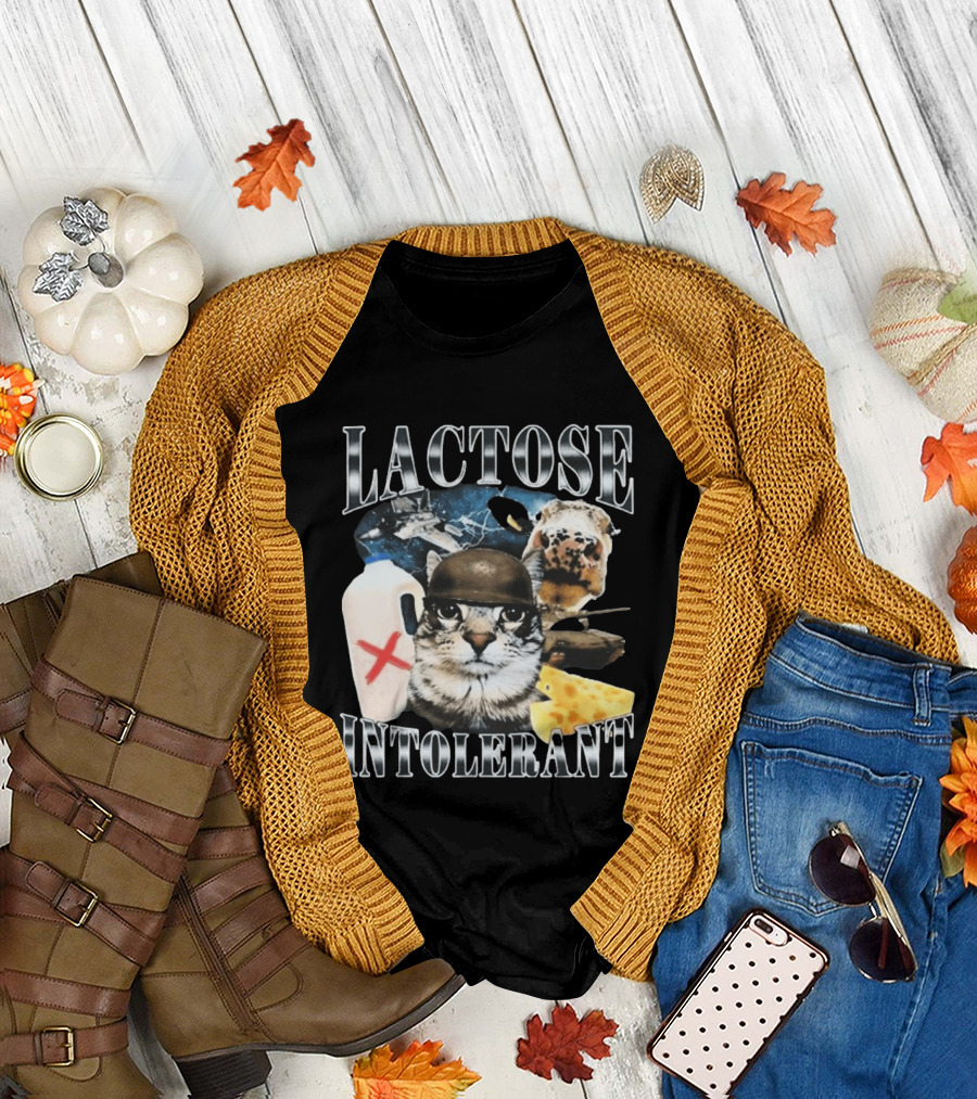 Lactose Tolerant Funny Cat Cheese Milk Jug Helmet Dog Spaceship T-Shirt