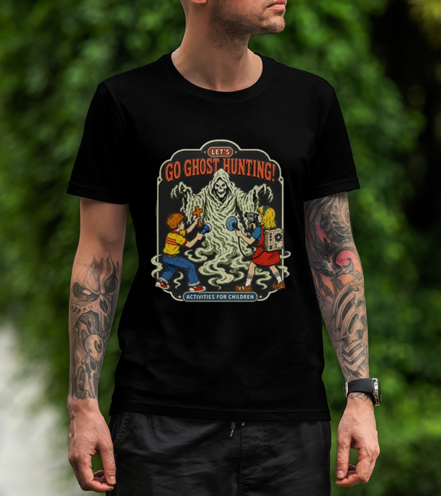 Let's Go Ghost Hunting Activities For Children With Scary Ghoul And Kids T-Shirt