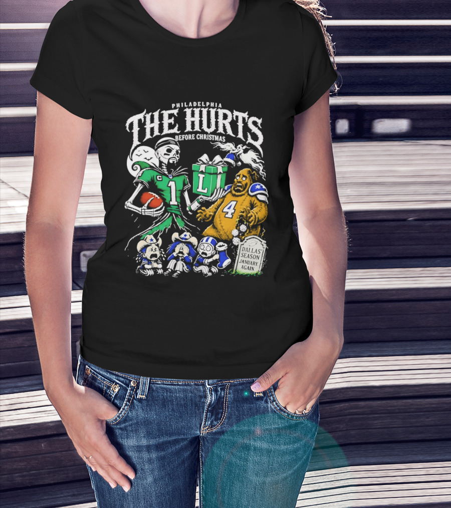 Philadelphia Eagles The Hurts Before Christmas Jalen Hurts Dallas Season Again Tombstone T-Shirt