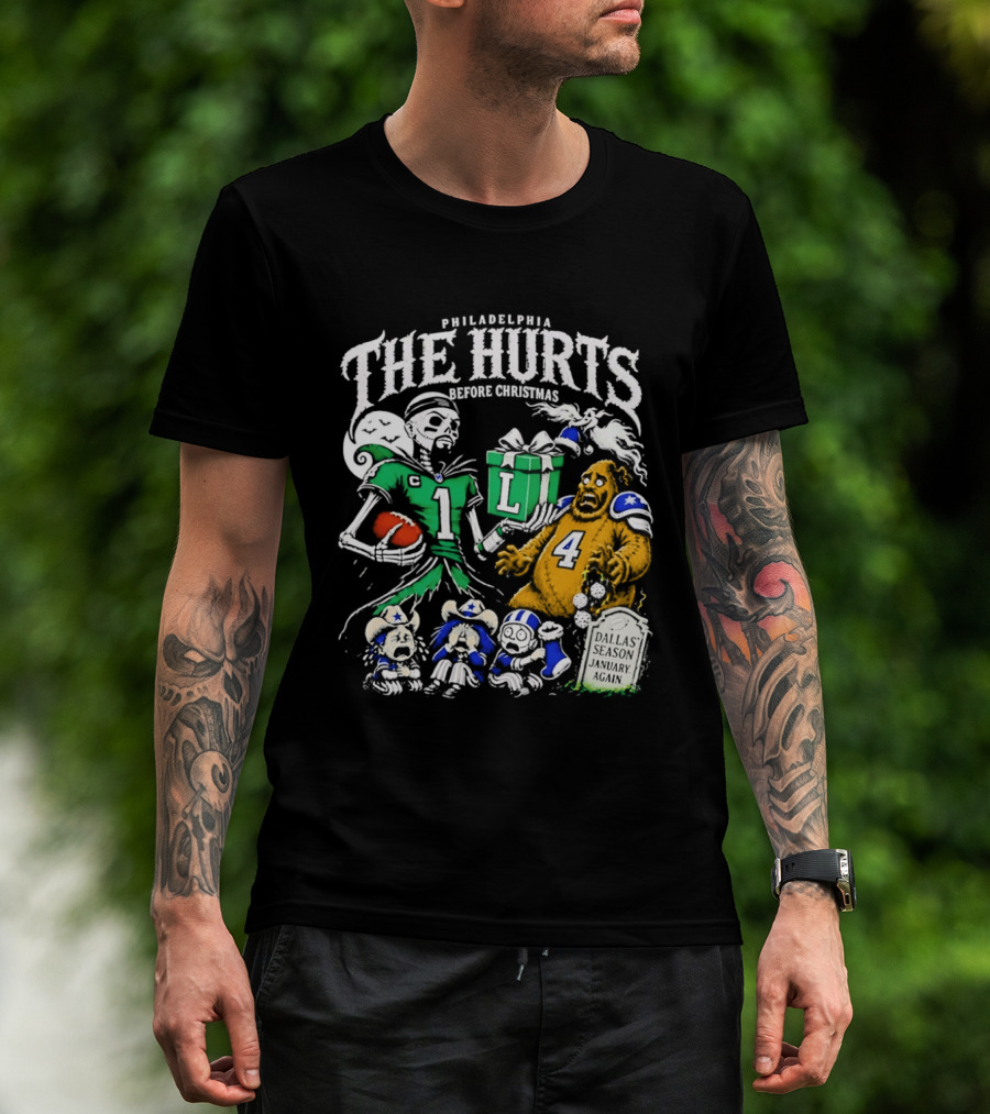 Philadelphia Eagles The Hurts Before Christmas Jalen Hurts Dallas Season Again Tombstone T-Shirt