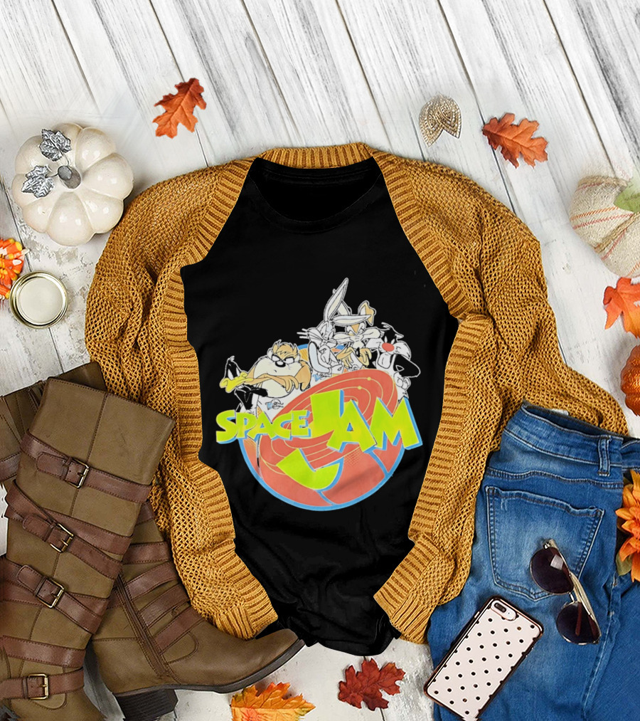 Space Jam Looney Tunes Characters Dynamic Pose T-Shirt