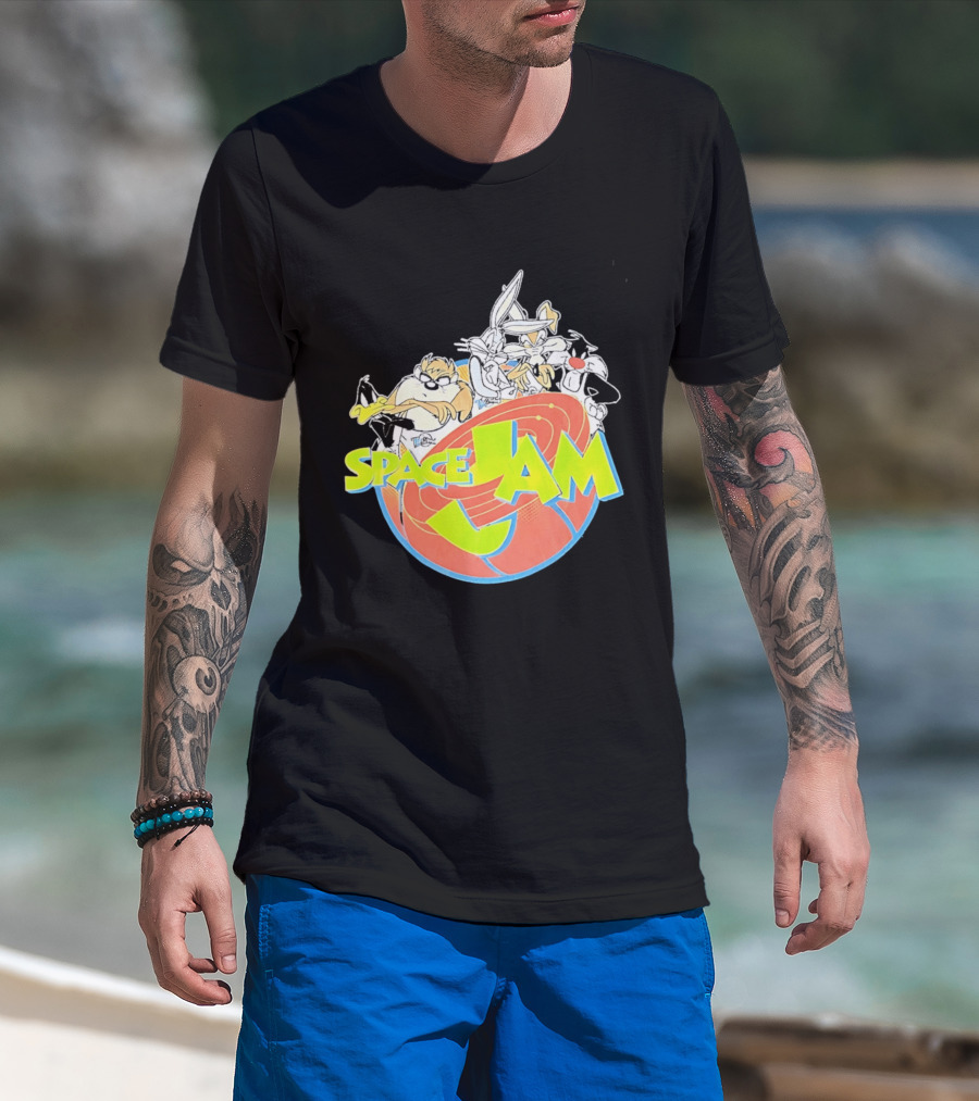 Space Jam Looney Tunes Characters Dynamic Pose T-Shirt