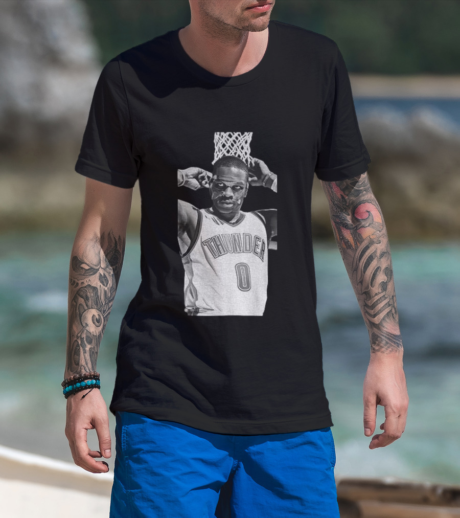 Russell Westbrook Masked OKC Thunder Basketball Legend Iconic Number 0 T-Shirt