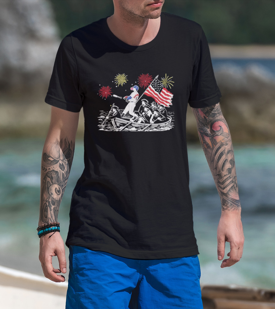 Players Crow Armstrong Patriotic Baseball Batting With American Flag And Revolutionary Boat T-Shirt