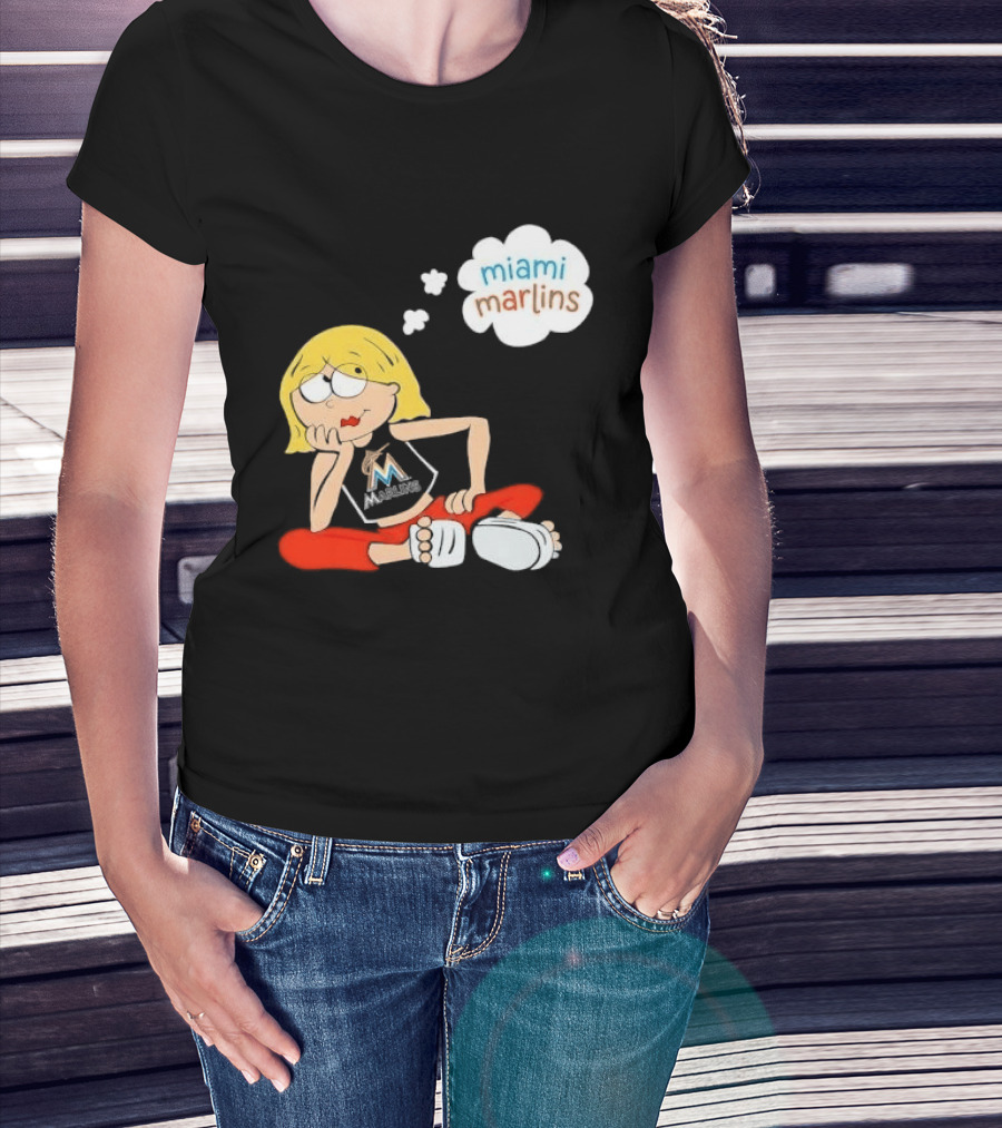 Miami Marlins MLB Cartoon Lizzie McGuire Blonde Girl Fan T-Shirt