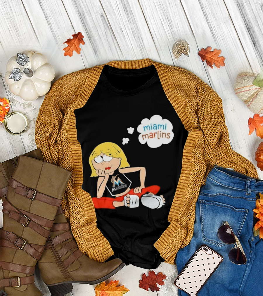 Miami Marlins MLB Cartoon Lizzie McGuire Blonde Girl Fan T-Shirt