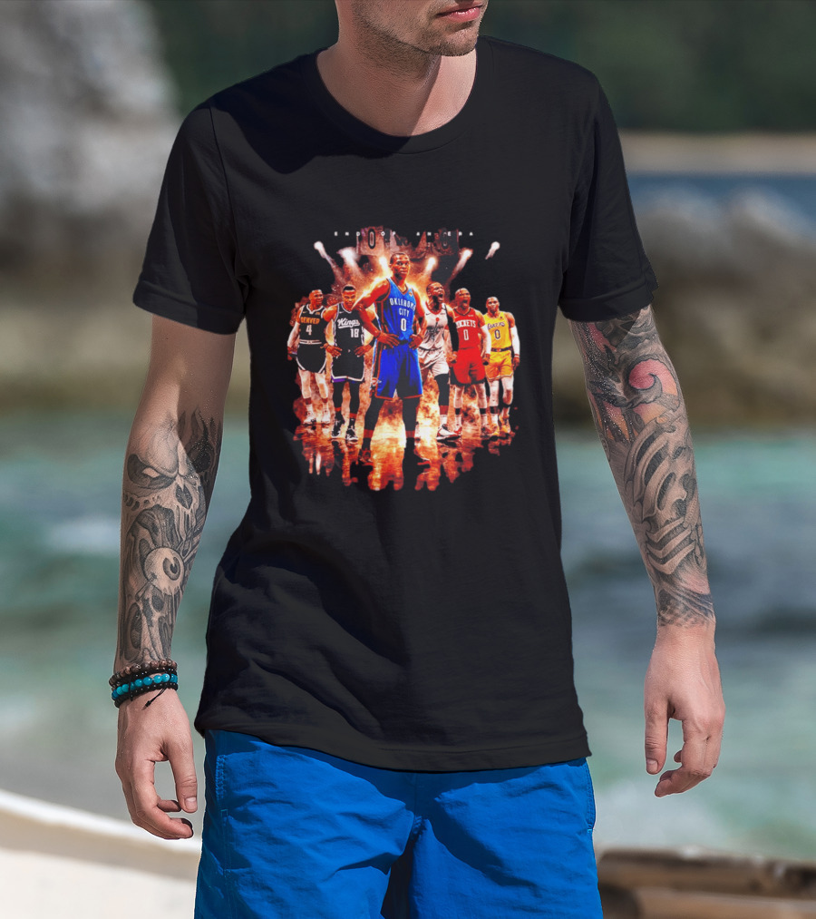 Russell Westbrook Oklahoma City NBA Career Retrospective With Team Jerseys T-Shirt
