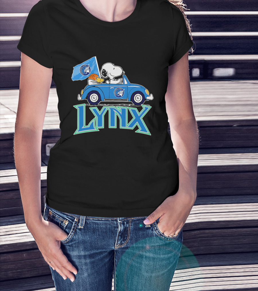 Minnesota Lynx Snoopy Driving Beetle Car With Team Flag T-Shirt