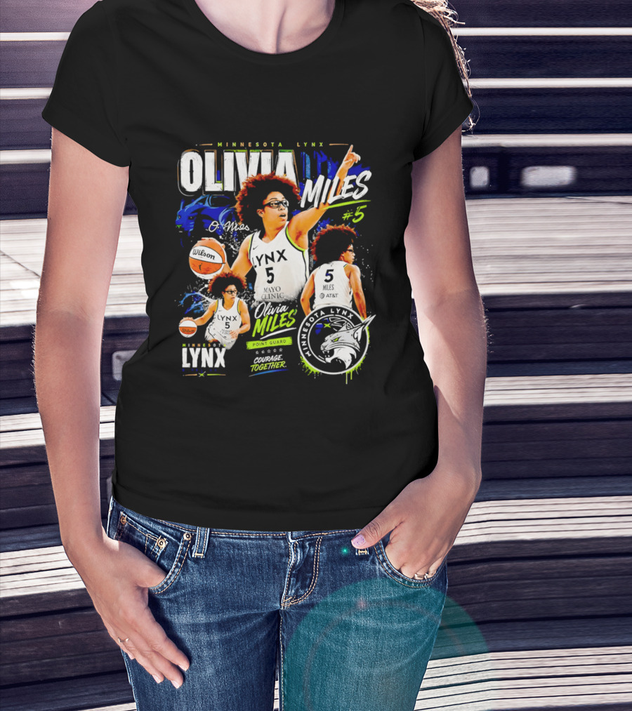 Minnesota Lynx Olivia Miles Number 5 Courage Together Basketball Player T-Shirt