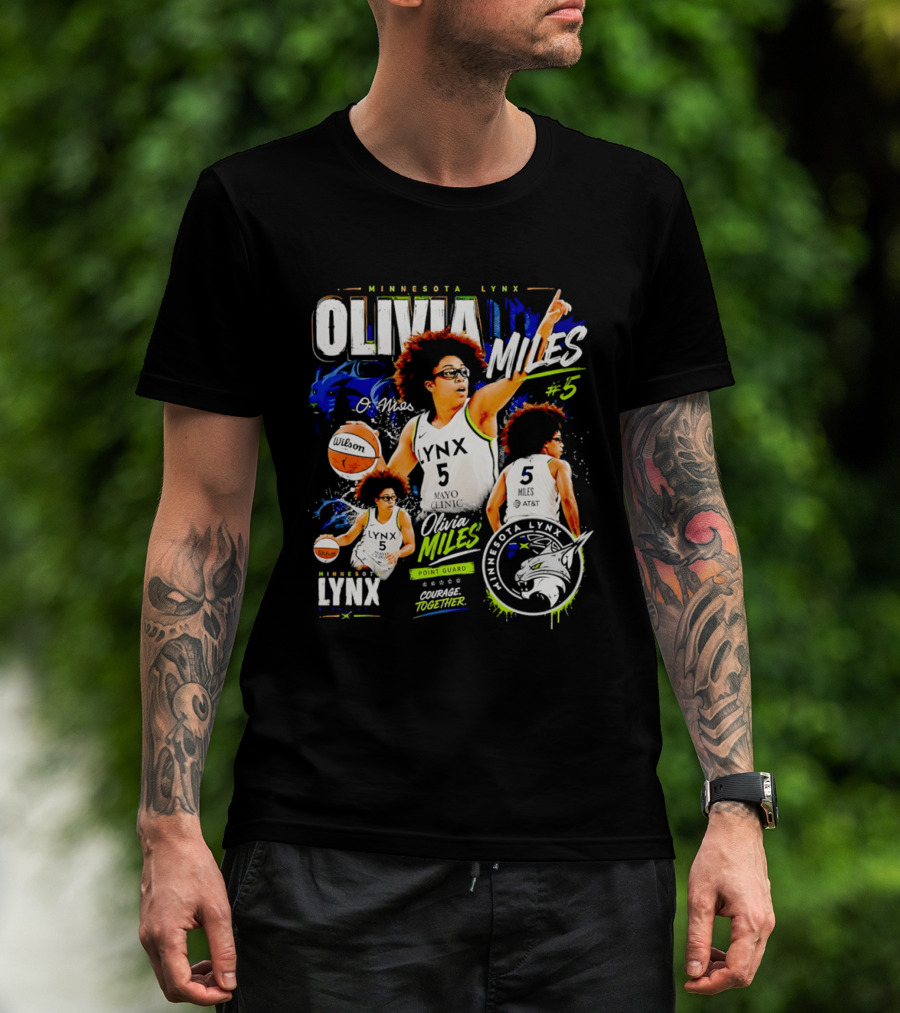 Minnesota Lynx Olivia Miles Number 5 Courage Together Basketball Player T-Shirt