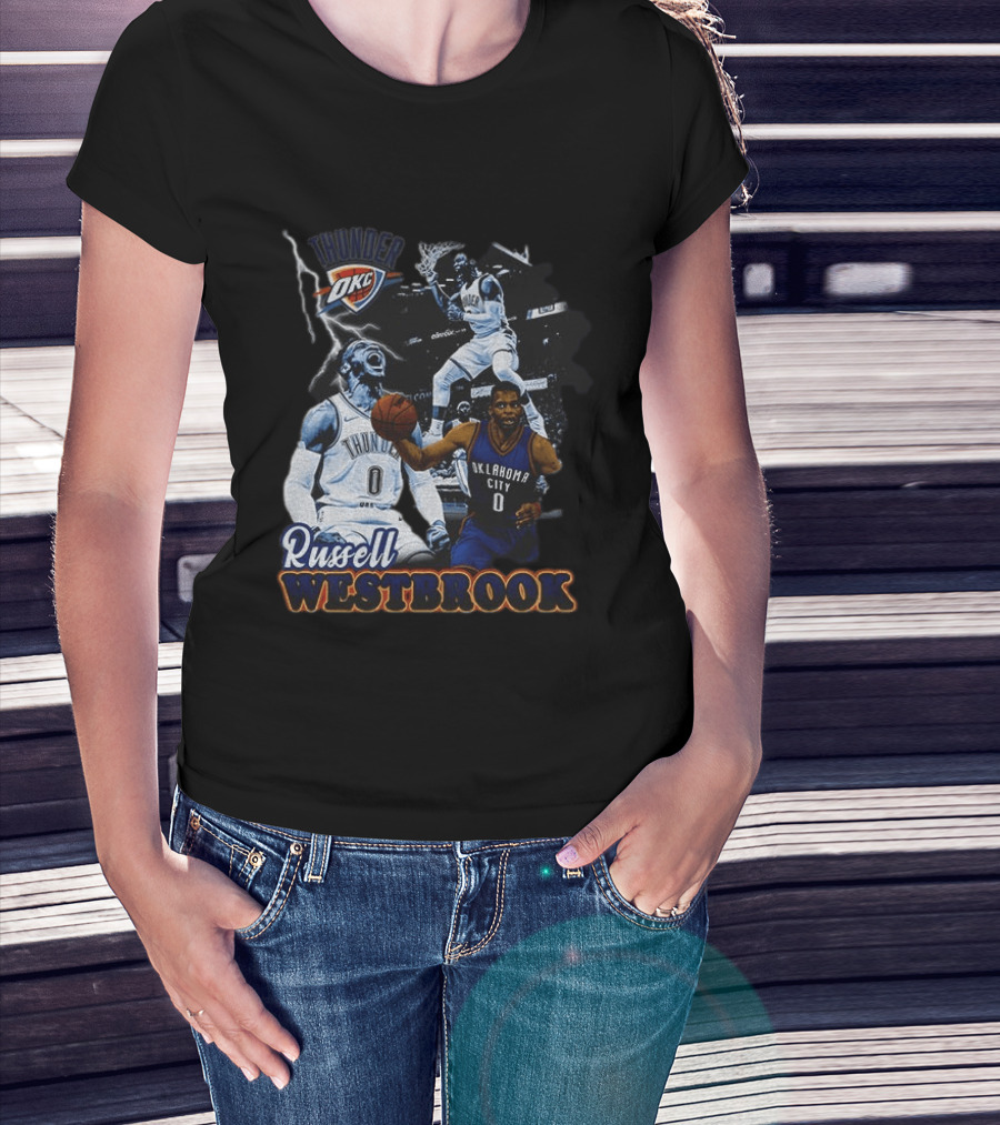 Russell Westbrook OKC Thunder Basketball Legend Collage T-Shirt