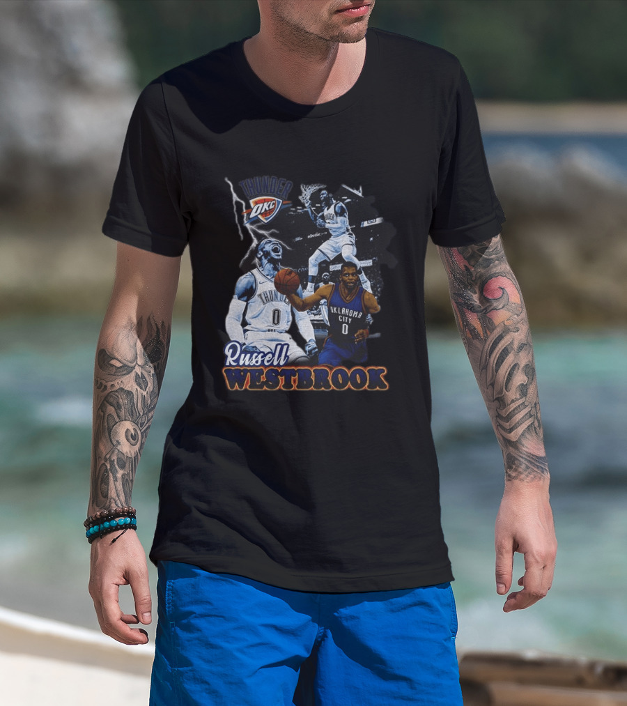 Russell Westbrook OKC Thunder Basketball Legend Collage T-Shirt