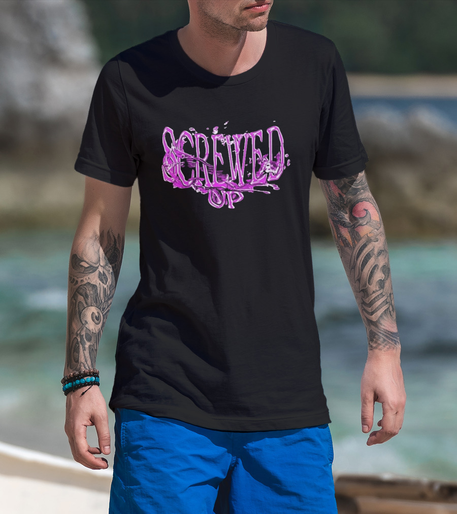 Screwed Up Purp Splash Effect T-Shirt