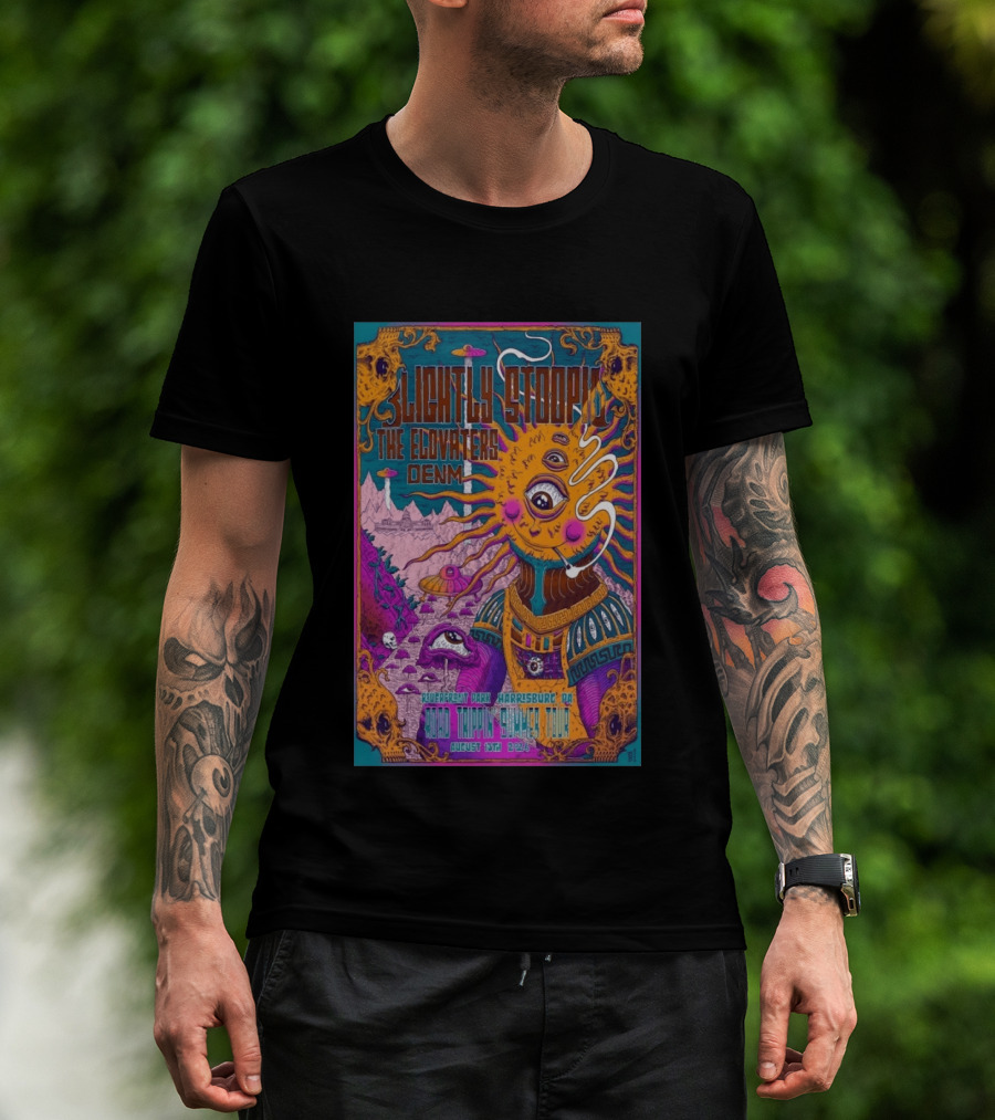 Slightly Stoopid The Elovaters DENM Road Trippin Summer Tour Riverfront Park Harrisburg PA August 13 2026 T-Shirt