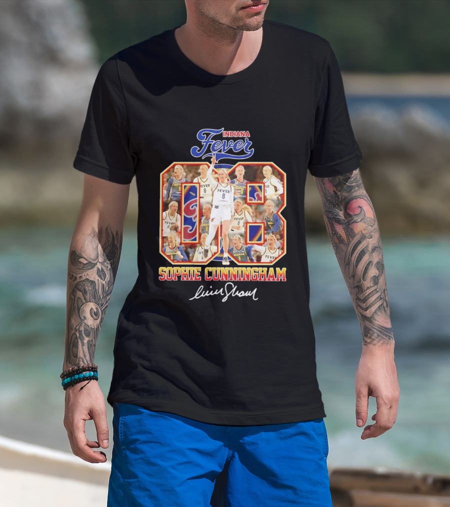 Indiana Fever Sophie Cunningham No 8 Collage WNBA T-Shirt