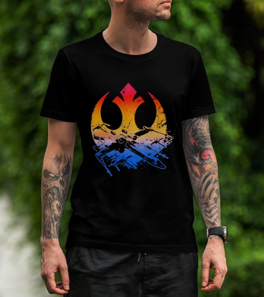 Star Wars Rebel Alliance Distressed Insignia X Wing Starfighters Gradient T-Shirt