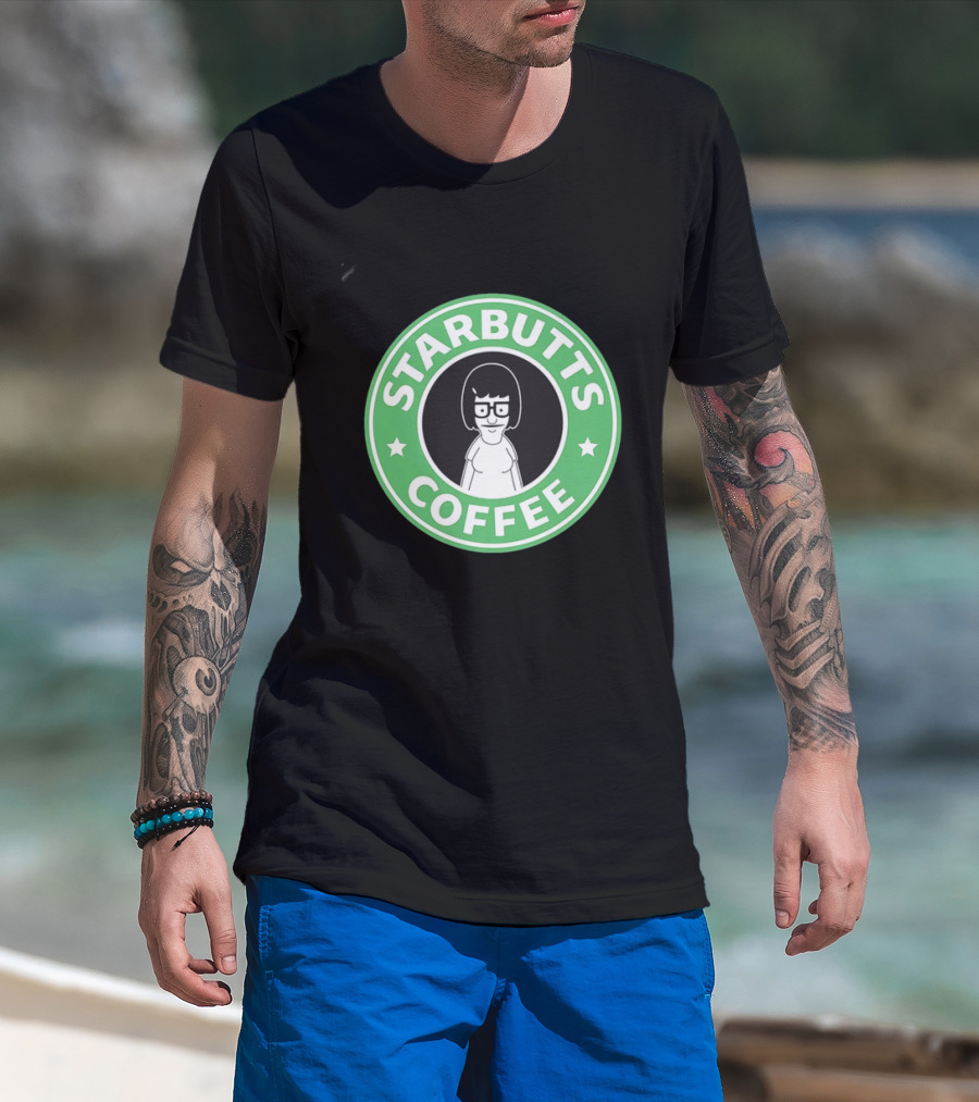 Starbutts Coffee Parody Tina Belcher Green Circular T-Shirt