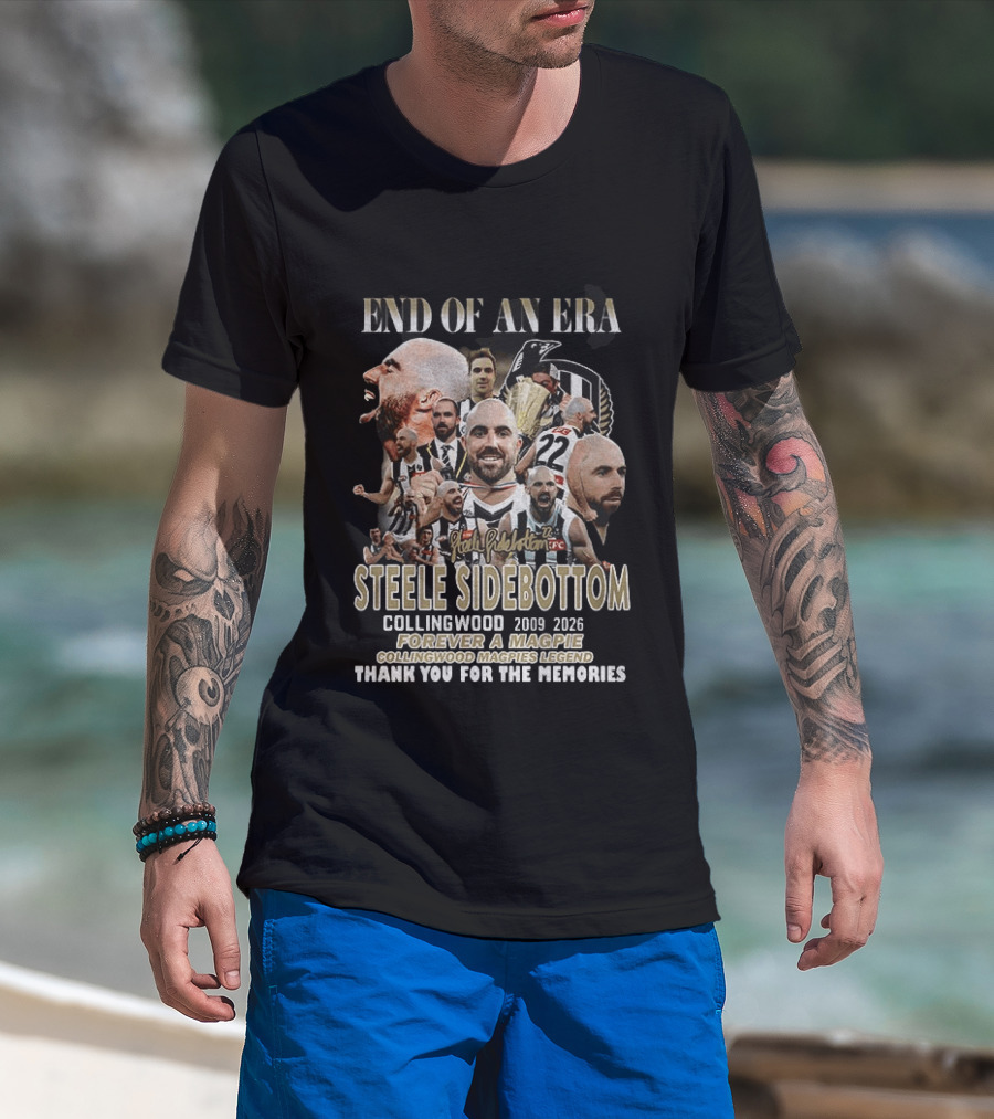 End Of An Era Steele Sidebottom Collingwood 2009 2023 Forever A Magpie Legend Thank You For The Memories T-Shirt