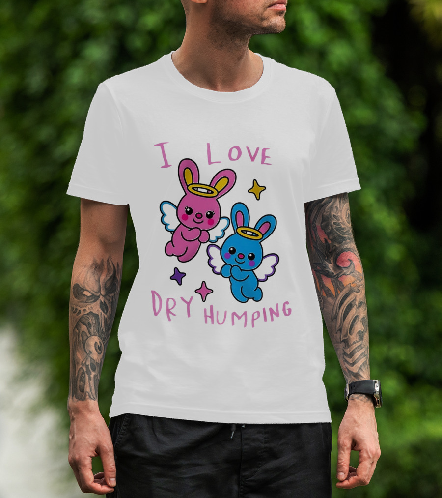 Angel Bunnies I Love Dry Humping Funny Cartoon Characters T-Shirt
