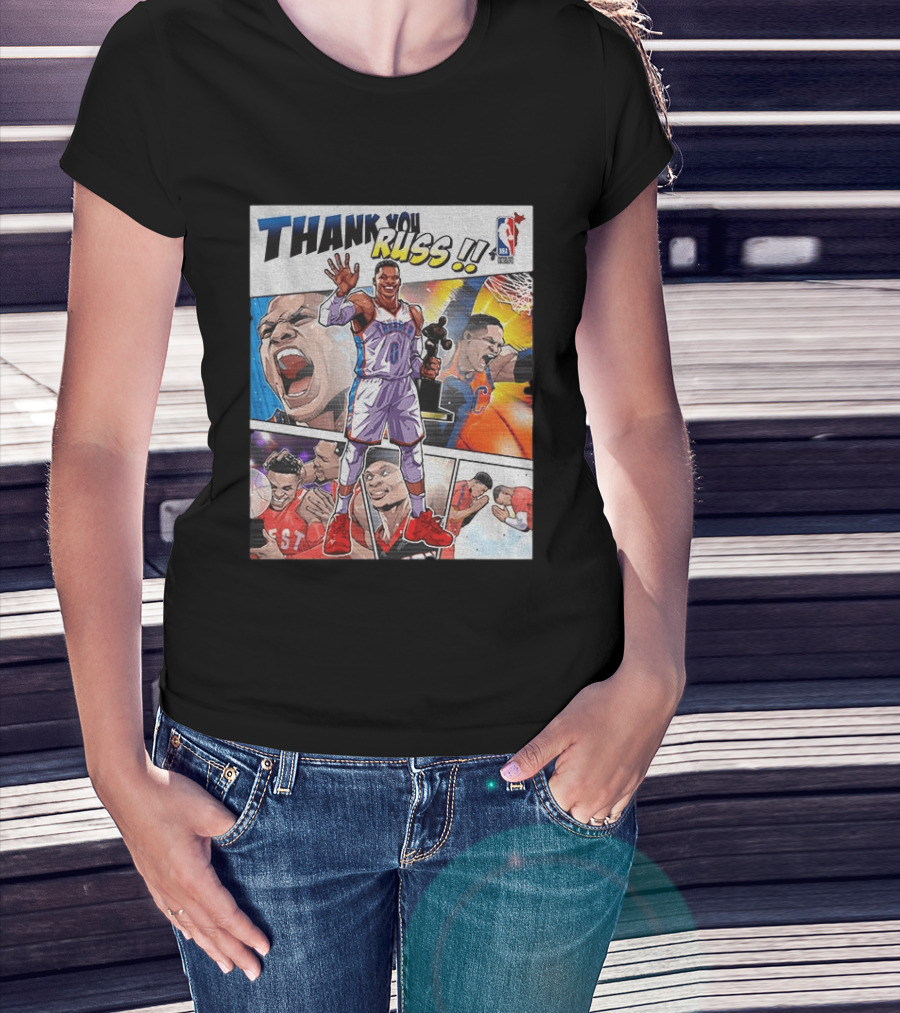 Thank You Russ NBA Tribute Mister Triple Double Legend Iconic Moments T-Shirt