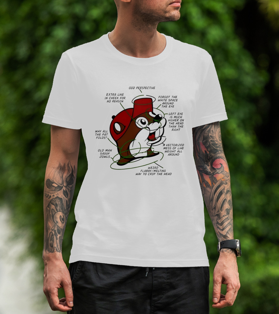Buc Ee's Odd Perspective Extra Line Vectorized Mess Critique T-Shirt
