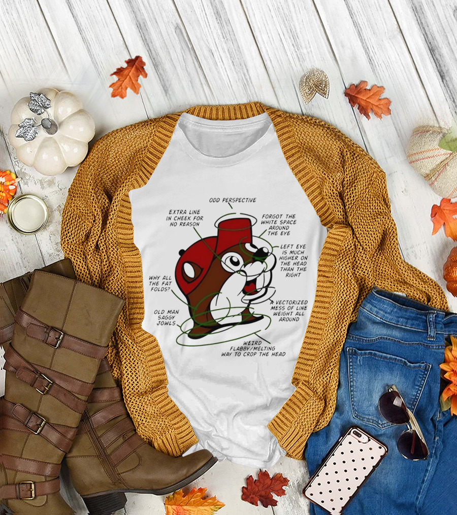 Buc Ee's Odd Perspective Extra Line Vectorized Mess Critique T-Shirt