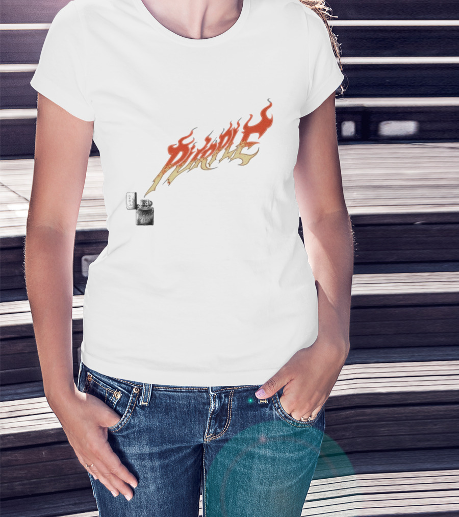 Purple Light My Fire Flame Zippo T-Shirt