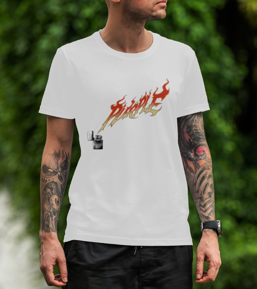 Purple Light My Fire Flame Zippo T-Shirt