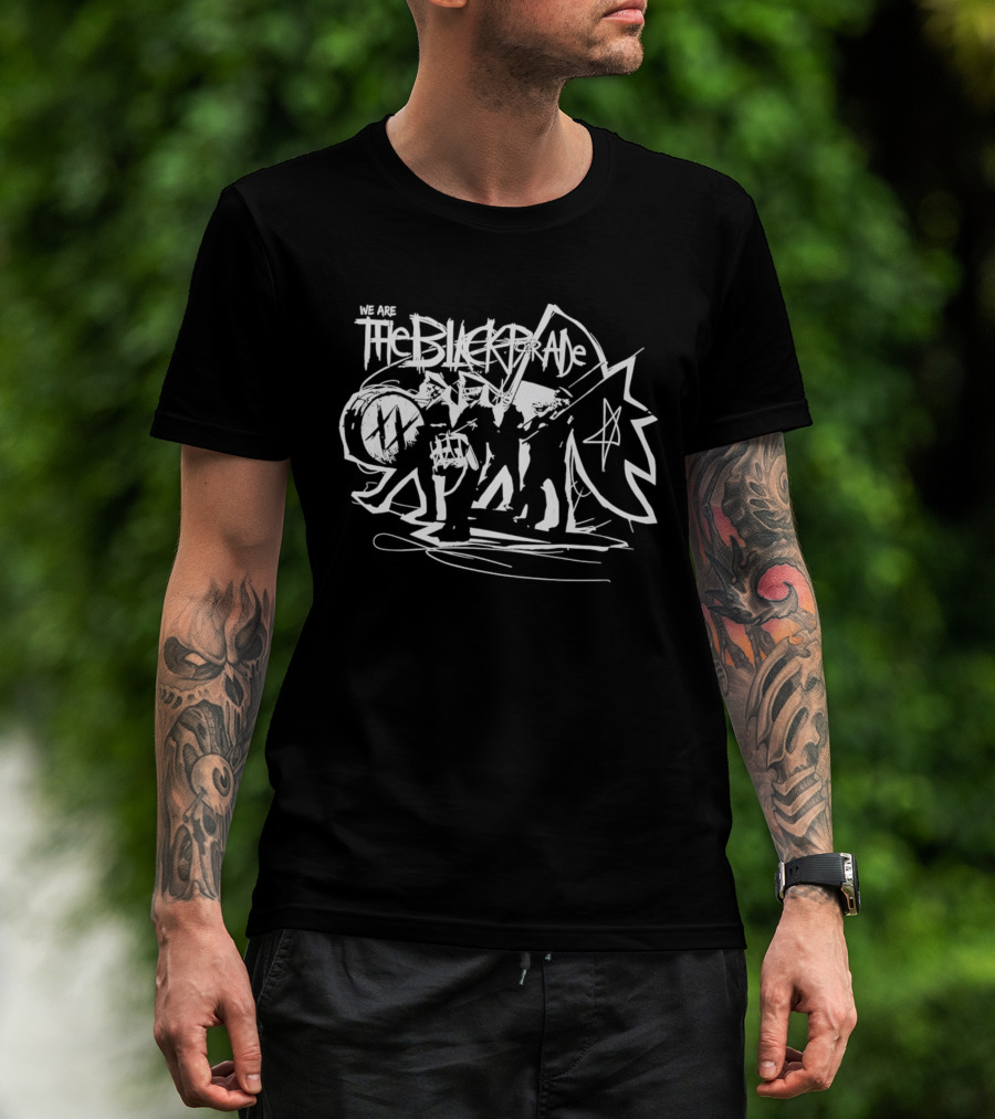 The Black Parade Skeleton Marching Band Drummer Flag Sketch T-Shirt