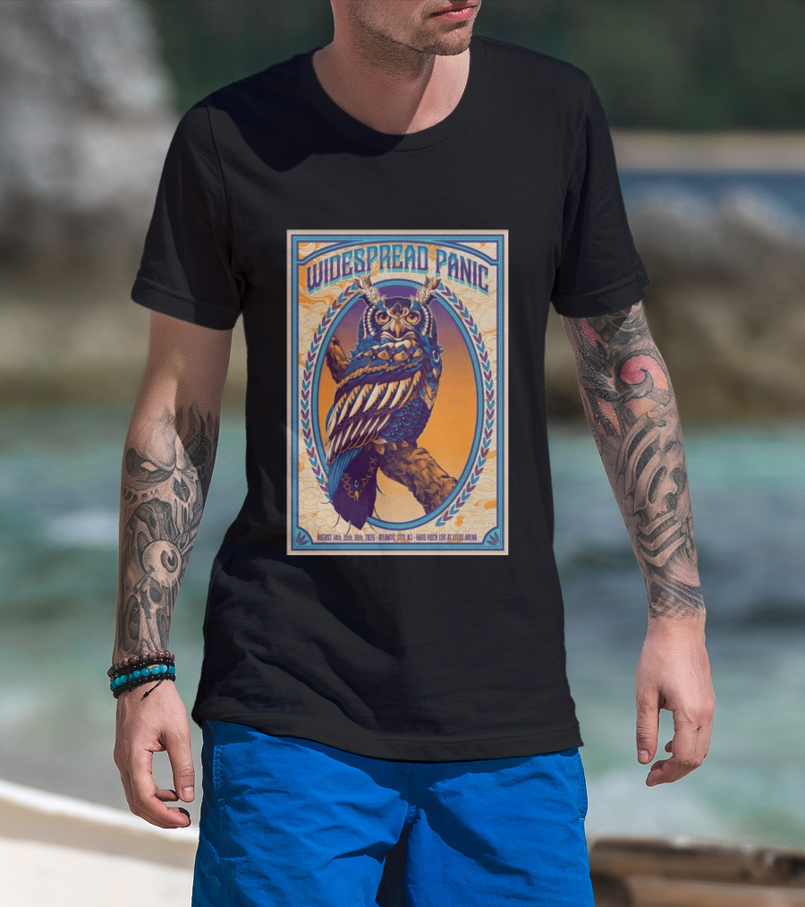 Widespread Panic Atlantic City August 14 16 2026 Hard Rock Live At Etess Arena Owl T-Shirt
