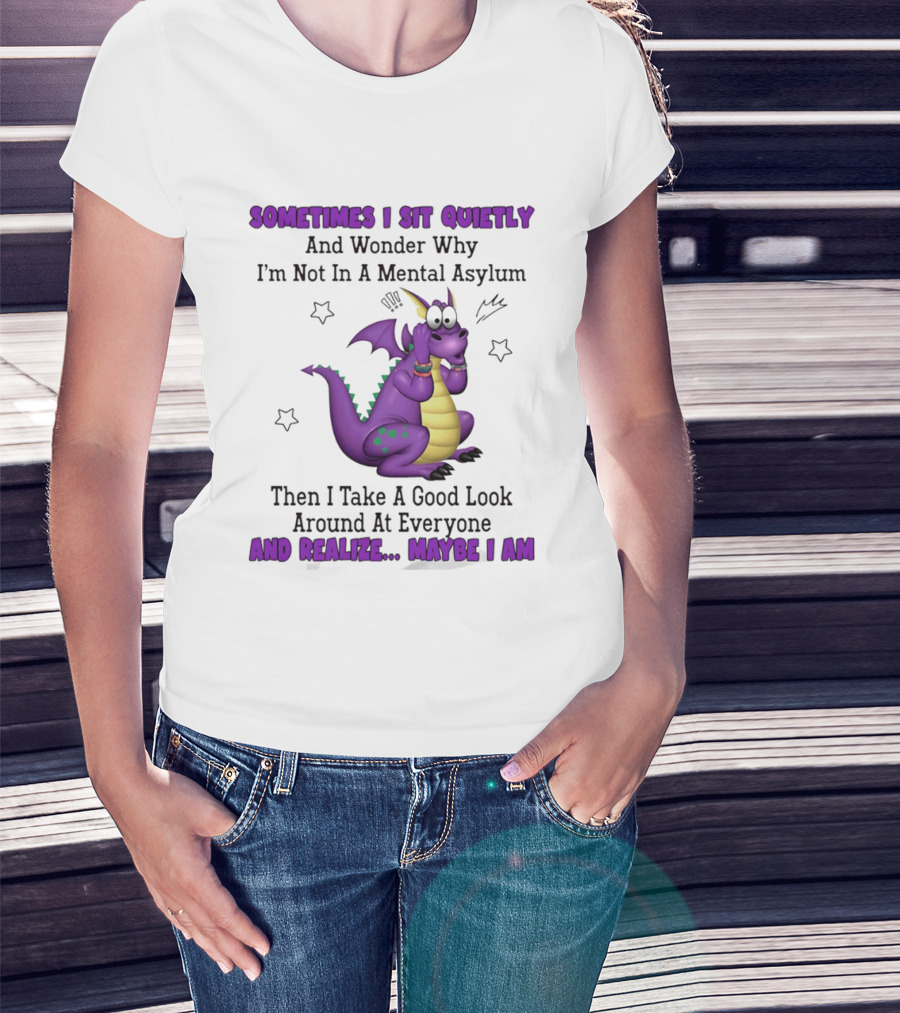 Sometimes I Sit Quietly Wonder Why I'm Not In A Mental Asylum Dragon Realize Maybe I Am T-Shirt