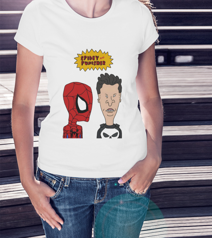 Beavis And Butt Head Spider Man Punisher Parody Marvel Mashup T-Shirt