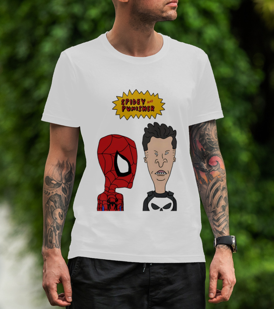 Beavis And Butt Head Spider Man Punisher Parody Marvel Mashup T-Shirt