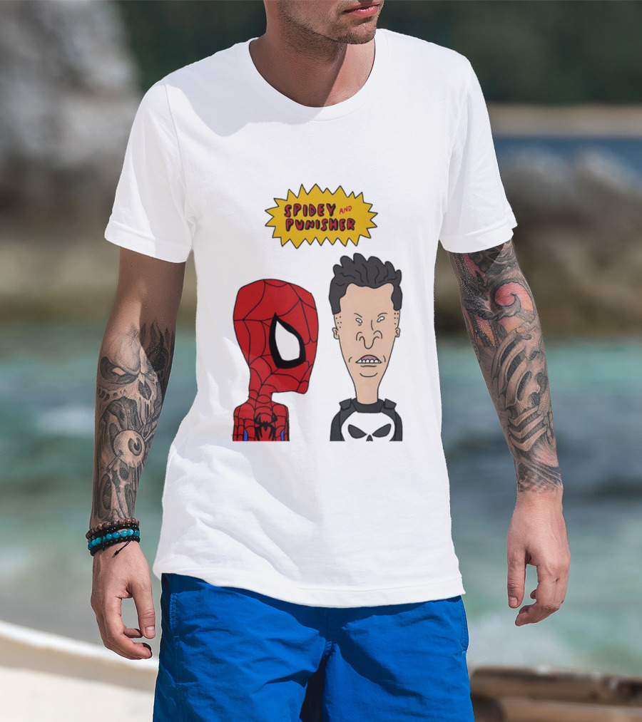 Beavis And Butt Head Spider Man Punisher Parody Marvel Mashup T-Shirt