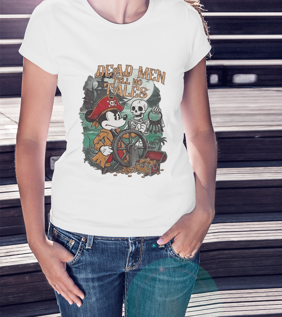 Mickey Mouse Pirate Skeleton Dead Men Tell No Tales Halloween Fantasy Adventure T-Shirt