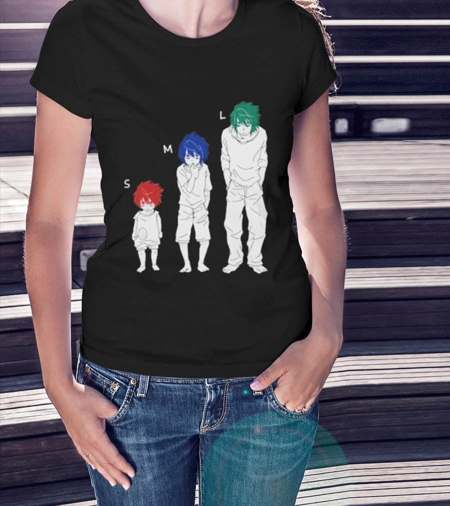 Anime Death Note L Character Evolution Sizes S M L T-Shirt
