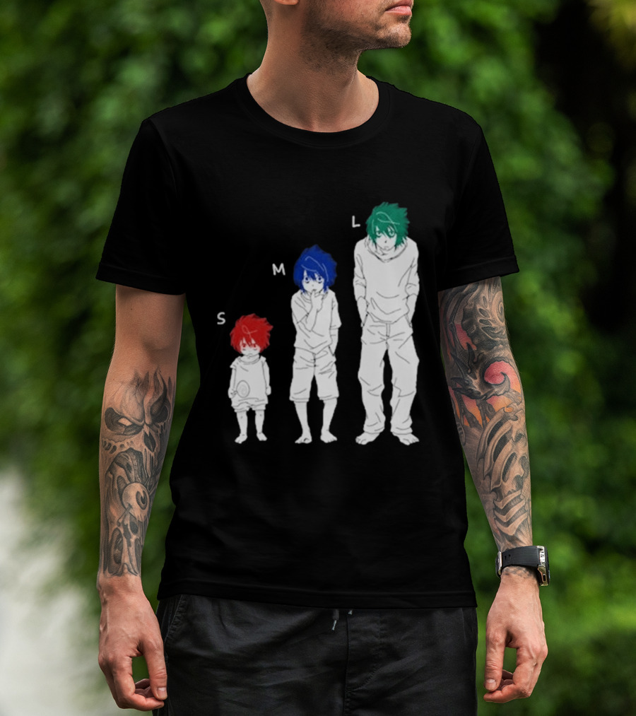 Anime Death Note L Character Evolution Sizes S M L T-Shirt