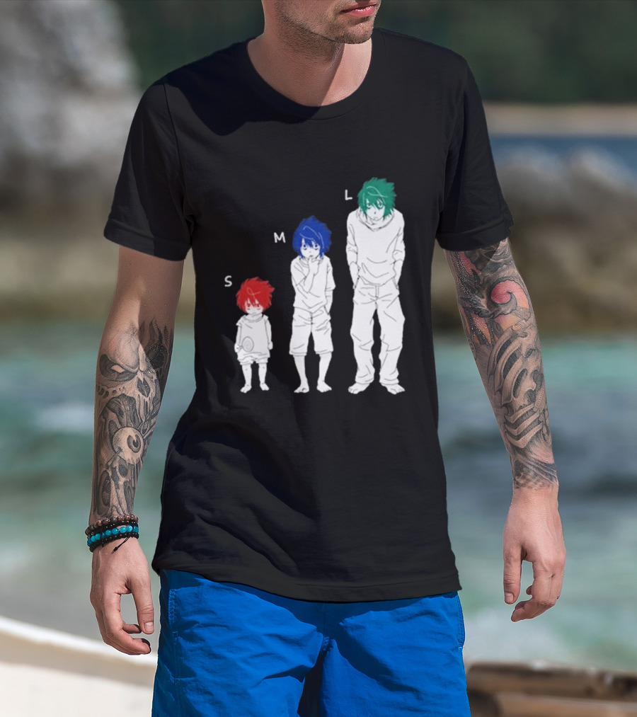 Anime Death Note L Character Evolution Sizes S M L T-Shirt