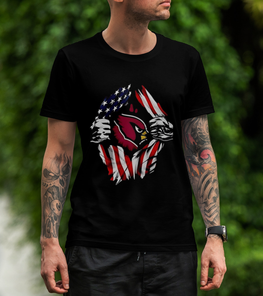 Arizona Cardinals American Flag Bald Eagle Skull Super Man T-Shirt