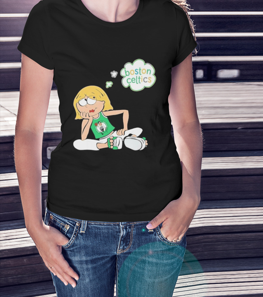 Boston Celtics NBA Cartoon Girl Sitting Thought Bubble T-Shirt